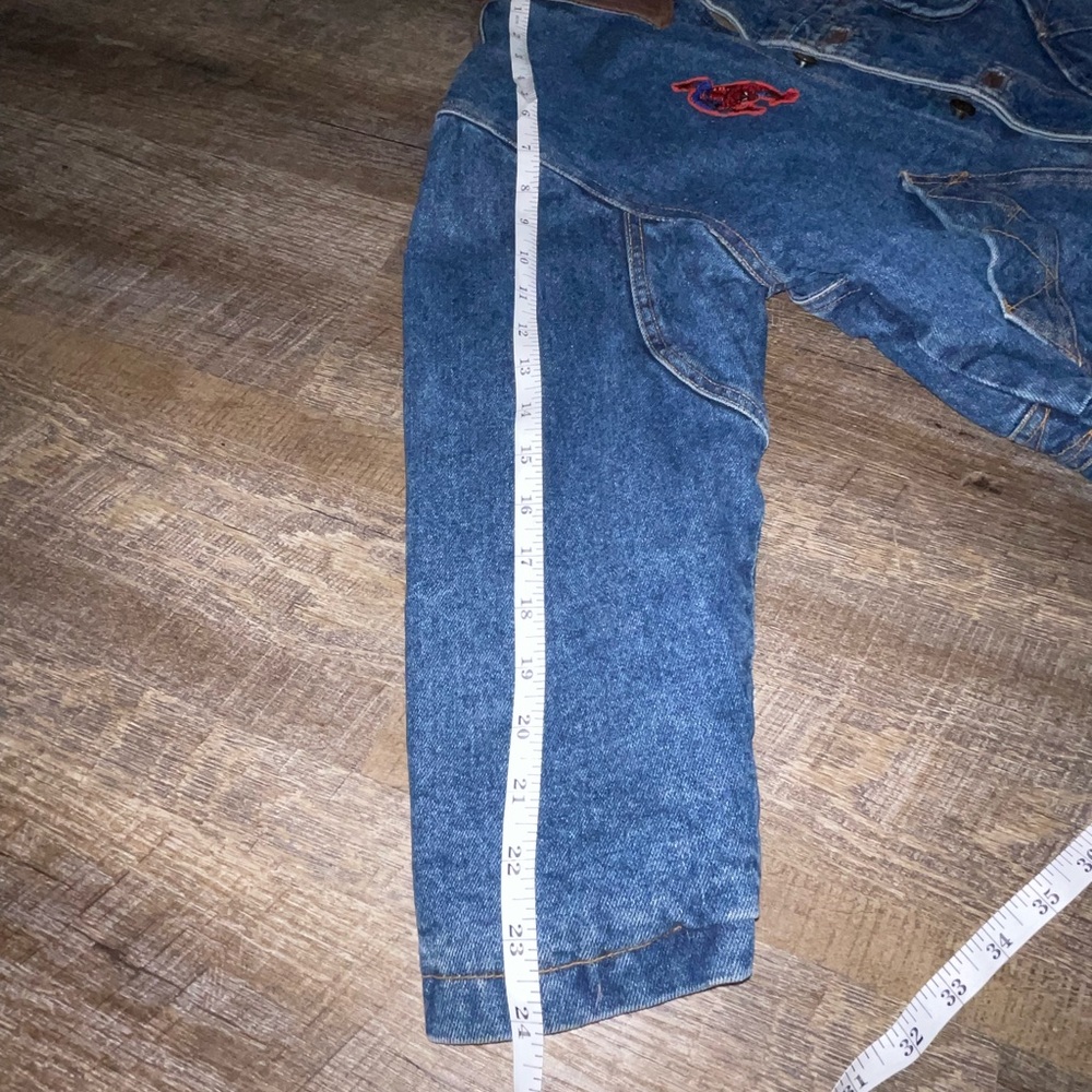 Ash Creek Trading Denim Jacket Lined Superhero Patch ‎ Small - Picture 10 of 16